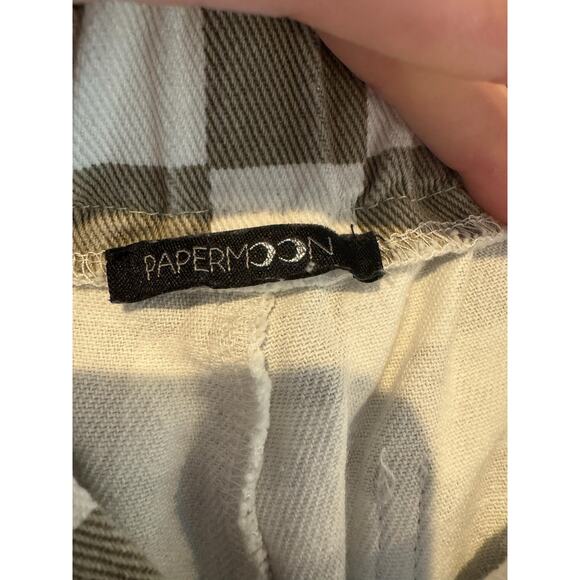 Paper Moon Checkered High Rise Shorts Medium Tan White Retro Summer - Picture 8 of 9